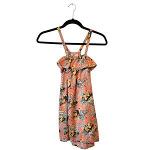 Patagonia Pataloha Girl's Orange Tropical Bird Floral Print Dress Size S